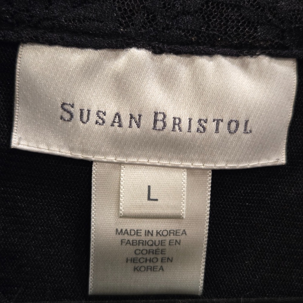 VTG Susan Bristol Black Lace Sheer Top Size L Button Down Shirt 90s Y2K Witchy - Picture 4 of 7